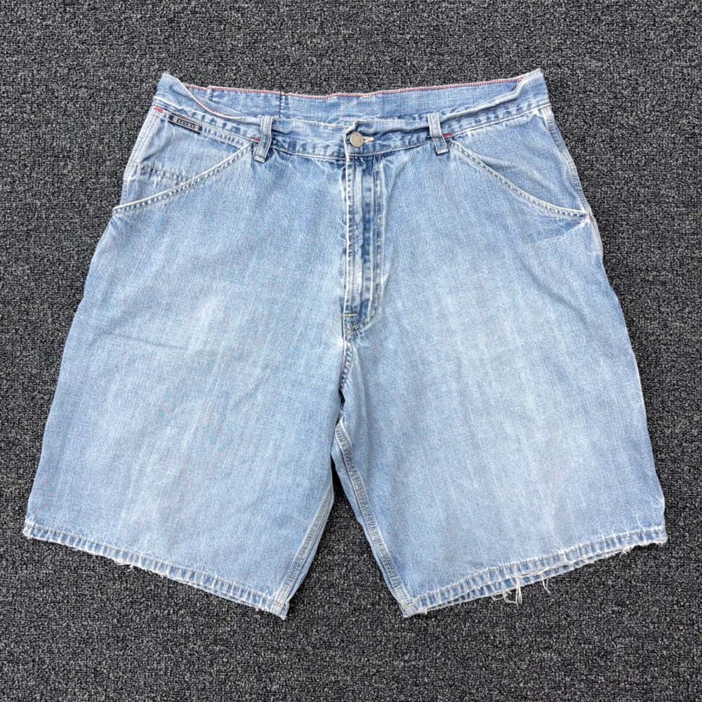 Vintage Lucky Brand Dungarees Mens 34 Carpenter Shorts Light Wash Denim USA Read